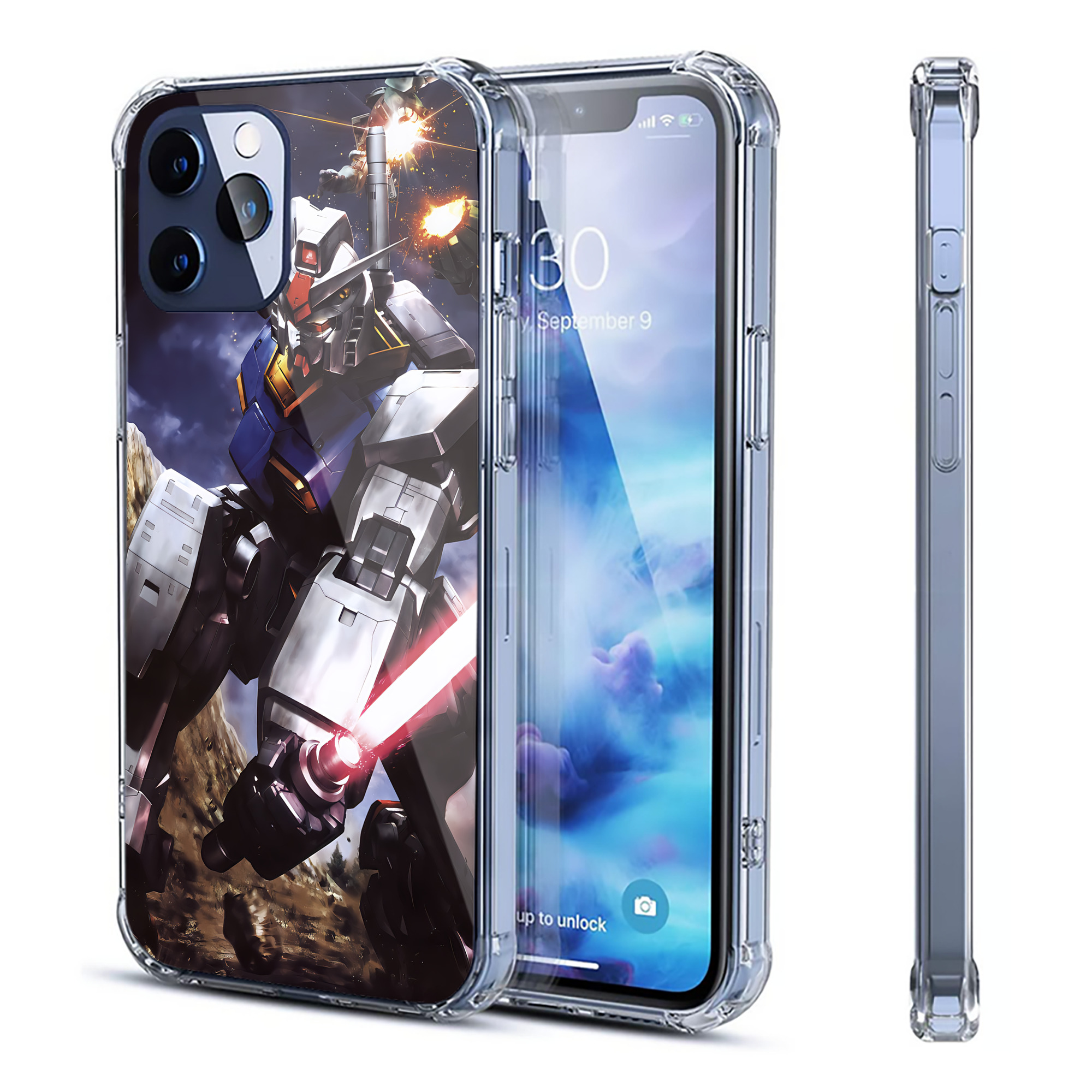 （画像用） 機動戦士ガンダム Mobile Suit Gundam 【iPhone 12シリーズ対応】透明スマホケース（クリアソフトケース）